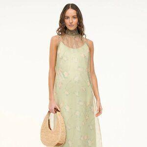 STAUD ALBEE DRESS IN BOTANICAL MOSS